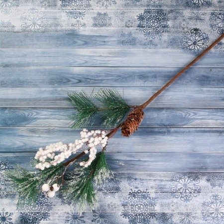 Decor "Winter Dreams" Vetka needles with a bump and berries 50 cm-1