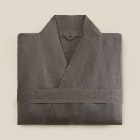 Women's bathrobe short SL Home "Graphite" b. graphite, size 44-52, 100% linen, 150g/m2-3