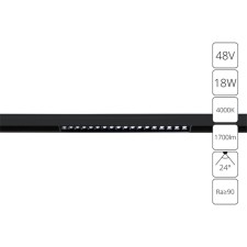 Магнитный трековый светильник Arte Lamp Linea A4665PL-1BK, LED, 18 Вт, 2.2х33.1х4.3 см, 1700 Лм, чёрный