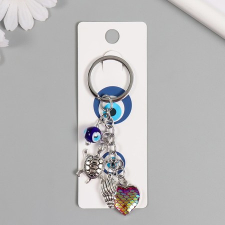 A keychain from the evil eye "Metal" Turtle with a shell and heart "8 cm-3