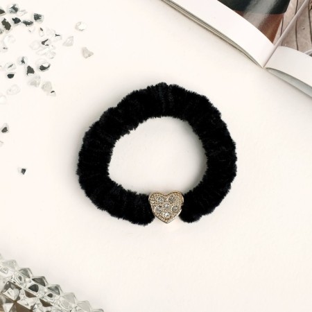 Hair gum "Brilliant fairy tale" heart, 7 cm, black-1
