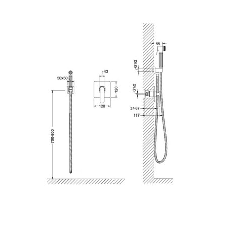 Timo Torne 4389/00sm bideter built with hygienic shower, chrome-4