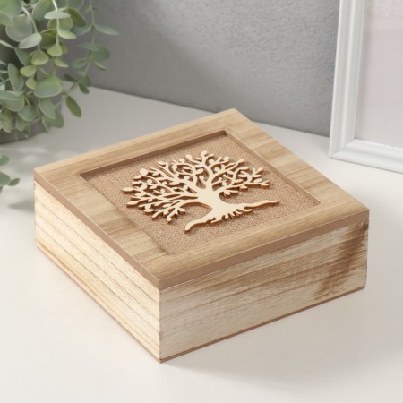 Casket tree with divisions "Tree of Life" of the burlap 18x18x7 cm