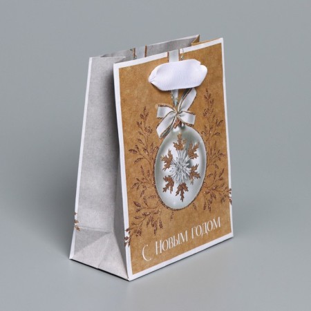 Craft vertical “Gold” package, S 12 x 15 x 5.5 cm, New Year-2