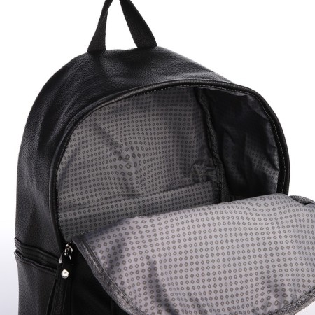 Youth backpack of artificial leather with lightning, 4 pockets, black color-4