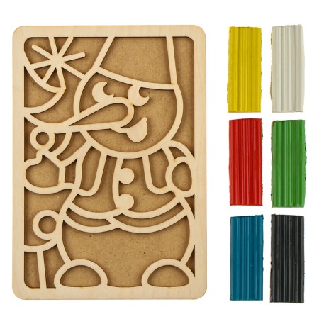 New Year's plasticine pictures "New Year! Snowman"-1