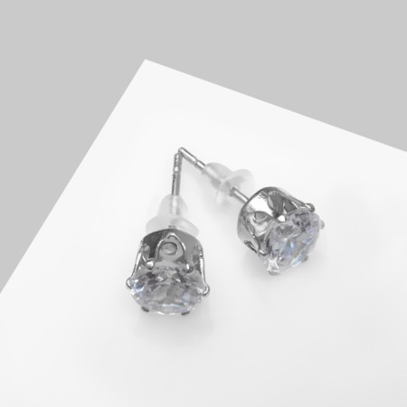 Earrings with rhinestones "Pusets" radiance, circle, d = 0.6, white color in silver-3