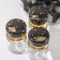 Glass spices on a stand on the magistro “black marble” stand, 6 pcs, black color