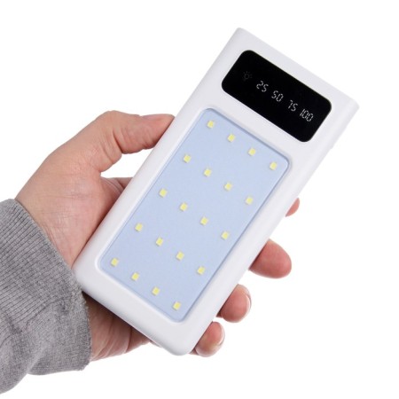 External battery 486, 20,000 mAh, Type-C/Lightning/MicroUSB cables, lantern, white-8