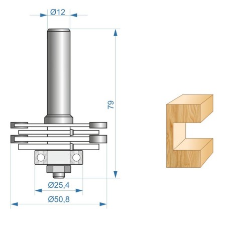 Set of milling plants Encor 10560, folder, 4 disks, D = 50.8 mm, 6 pcs.-4
