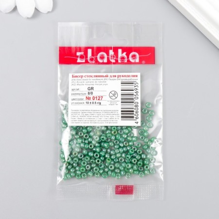 Beads "Zlatka" 08/0, 3 mm, 10 g 0127 Green-2