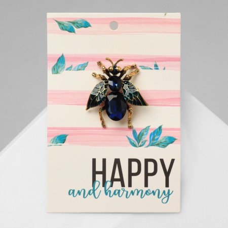 Brooch "Fly" is large, the color is dark blue in black gold