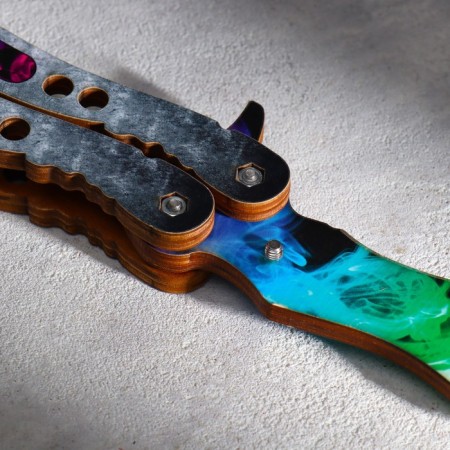 Wooden souvenir "Butterfly knife" rainbow-4