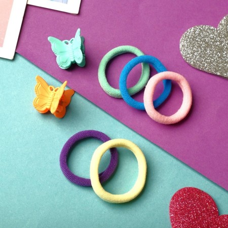 Hair Set "Sonya" (5 rubber bands, 2 crab) butterfly, mix-1
