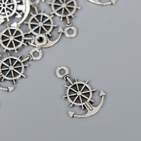 Decor for creativity Metal "Anchor and helm" silver G096b578 2.1x1.4 cm-1
