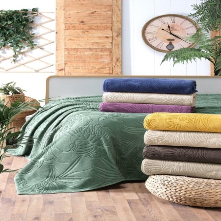 Bedspread, size 160x220 cm, green color-2