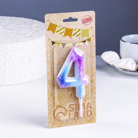 Candle in the cake on the skewer "Galaxy", the number 4, 9 cm, giant-1