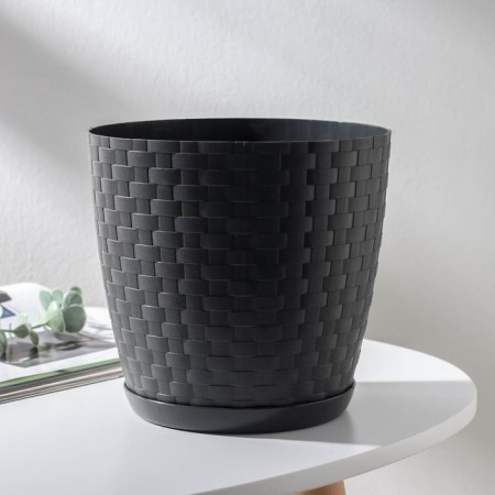 Pot for flowers with the Podon "Rotan", 1.2 l, color graphite