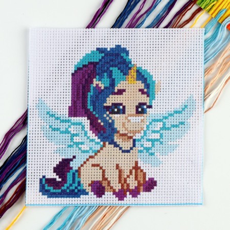 Cross -stitching "Fairytale unicorn", set for creativity, 15 x 15 cm-2