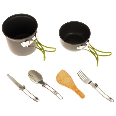 A set of tourist dishes Maclay: 2 pots, devices, burner, 3 bowls, a shovel, carbine-11