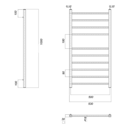 Water towels Domoterm "Cuba" P10, 500x1000 mm, chrome-2