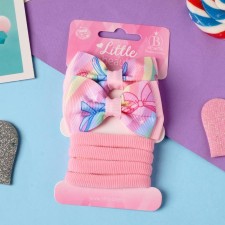 Annette hair set (4 elastic bands, 2 clamps) bright bows, 5.5x3.5 cm