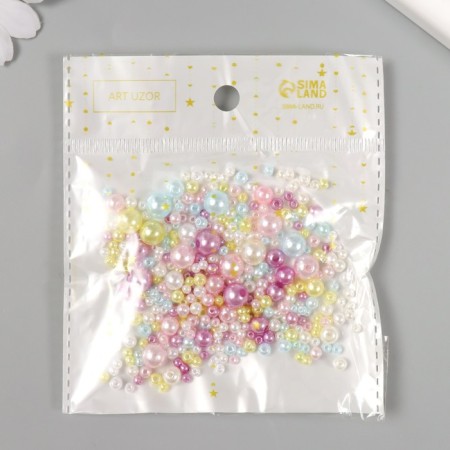 Beads for creativity plastic "Round. Assorted Makarun" d = 3-8 mm, set 10 grams-3