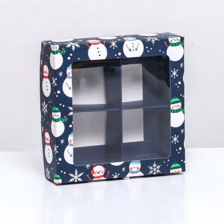 Box for sweets 4 pcs, 12.6 x 12.6 x 3.5 "Snowman"-4