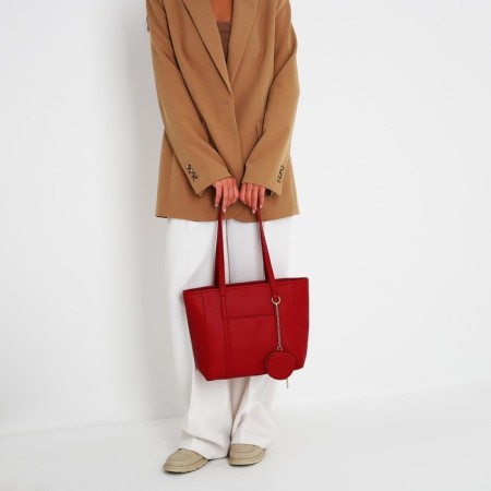Bag Female Tout with zipper, red color-9