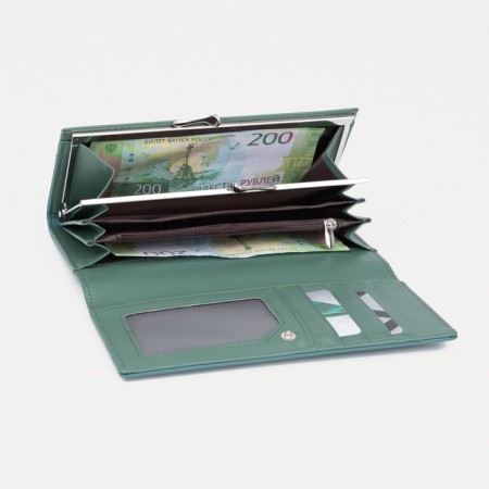 Women's wallet on the button, turquoise color-3