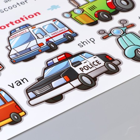 Interior plastic sticker "Types of transport" 60x90 cm-2