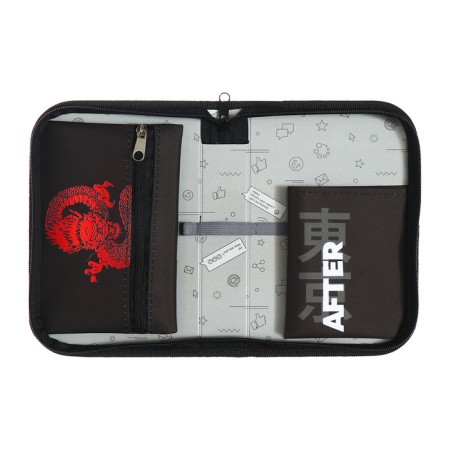 Penal 1 section 140 x 210 x 40 mm, folding pocket and cosmetic bag, fabric, calligrata top content "Dragon"-4