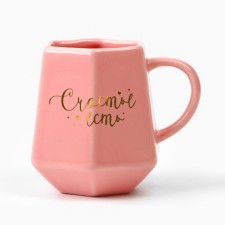 Ceramic mug “Happiness is”, 300 ml, pink color