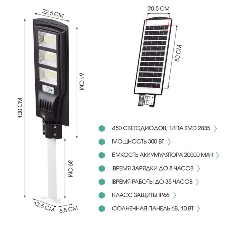 Wall battery, IP66, 20,000 mAh, 450 SMD 2835, solar battery-1