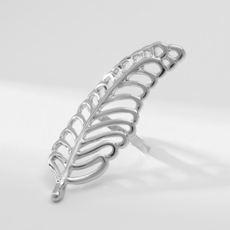 Ring metal "leaf" of fern, color silver, dimensionless-1
