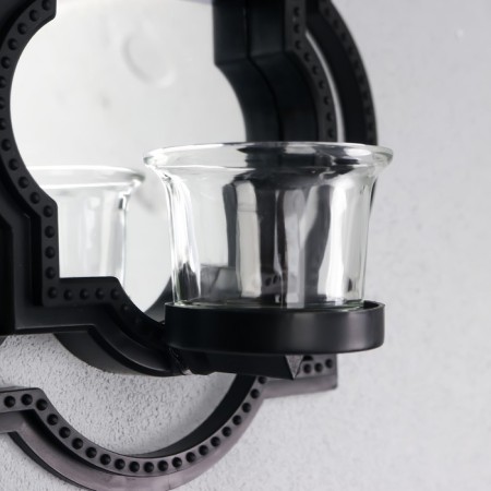 Climber Wall glass per 1 candle "Reflection" set 2 pcs D-4 cm black 8x20x20.5 cm-1