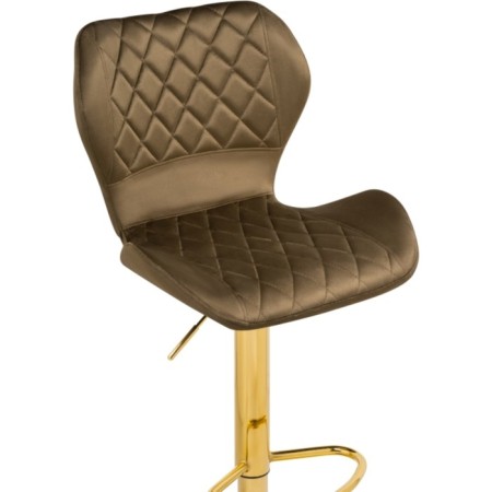 Barrier stool PORCH Metal/velor, gold/cappuccino 46x49x88 cm-4