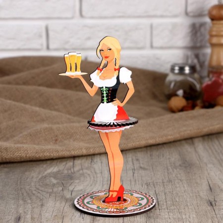 Napkin "girl waiter with beer with braids", color sticker-1