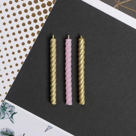 Candles for the cake, pink and gold, 16 pcs., 5 x 6.5 cm.-2