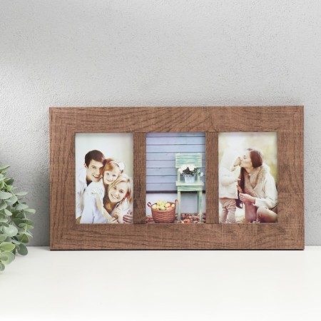 Photo frame wood, glass in 3 photos 10x15 cm "Rustik" Brown 39x22 cm