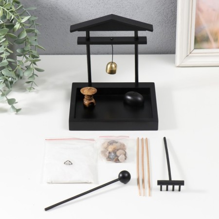 Zen Garden "Bell" sand+stones 15x14x13 cm-5