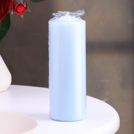 Candle - cylinder, 5x15 cm, blue varnished, 14 hours-1
