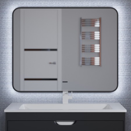 The bathroom mirror Uperwood Modul, 80x80 cm, contactless sensor, black, hill. backlight-1
