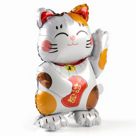 Foil ball 25 "Japanese cat", on a stand, under the air-1