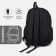 A backpack with a zipper, 3 outer pockets, black color