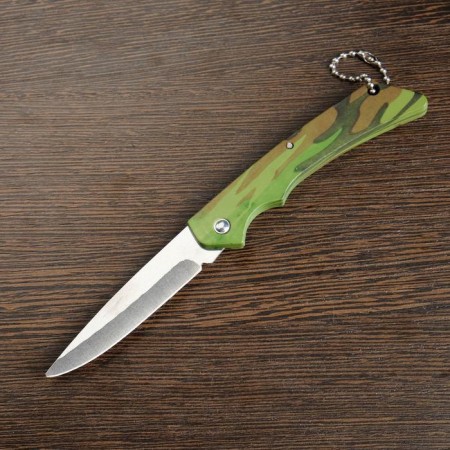 Folding Kamuflation knife 16.3cm, blade 69mm/1mm, with a chain