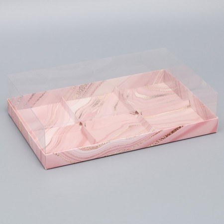 Confectionery box for mousse cakes "Marble", 27 x 17.8 x 6.5 cm