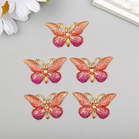 Decor for creativity Plastic "Butterfly with golden lines" MIX 2.3x3.8 cm-1