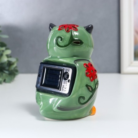 Souvenir Ceramics Light "Green Filin with Flower" from the solar battery 13.5x9.5 cm-4