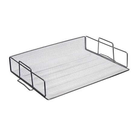 Horizontal tray for papers, calligrata, mesh, metal, silver